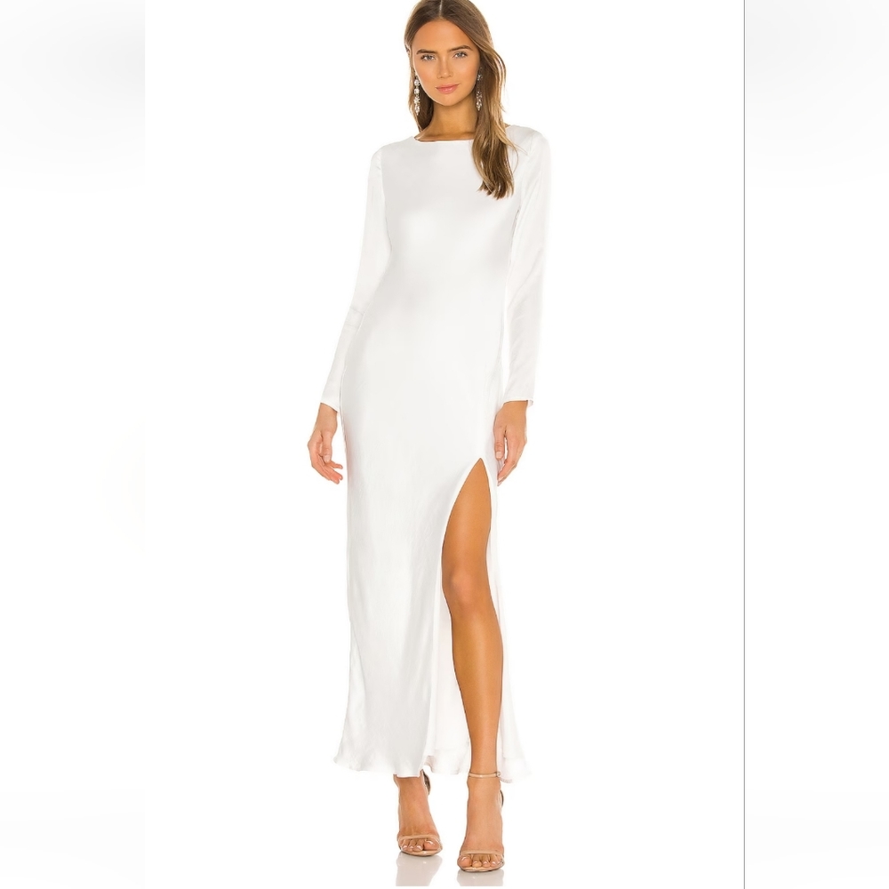 Bardot River Bias Dress in Orchid White Size 6 NWT Long Sleeve Open Back